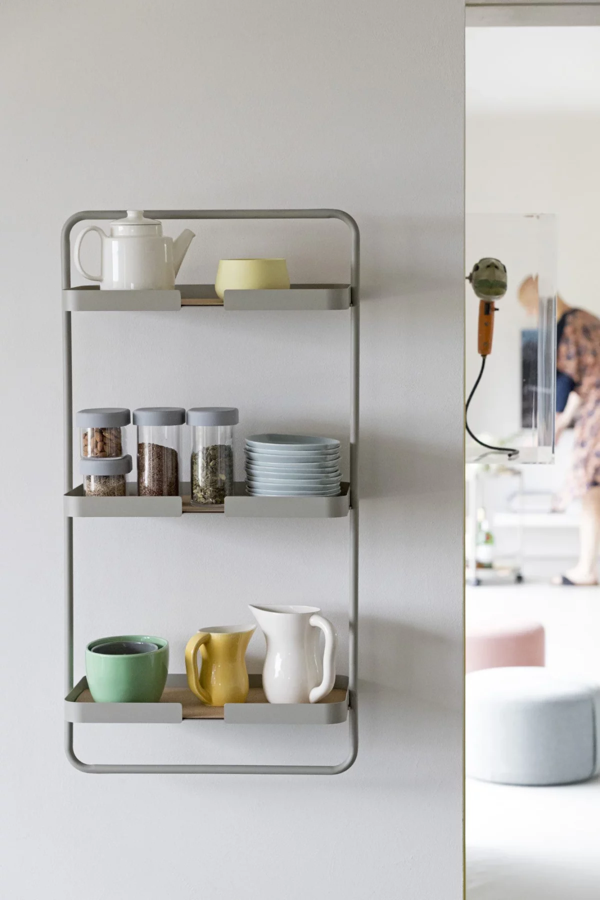 DesignBite Big Hug Low Wall Shelf, Light Gray, Detail View 2 | One Horizon