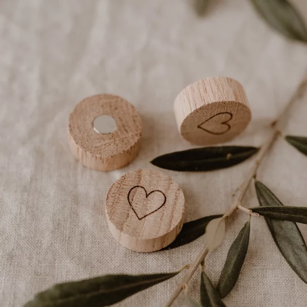 Aimant en bois set de 3 cœurs