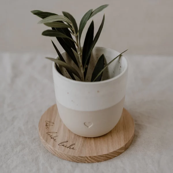 Oak coaster Lebe Liebe Lache