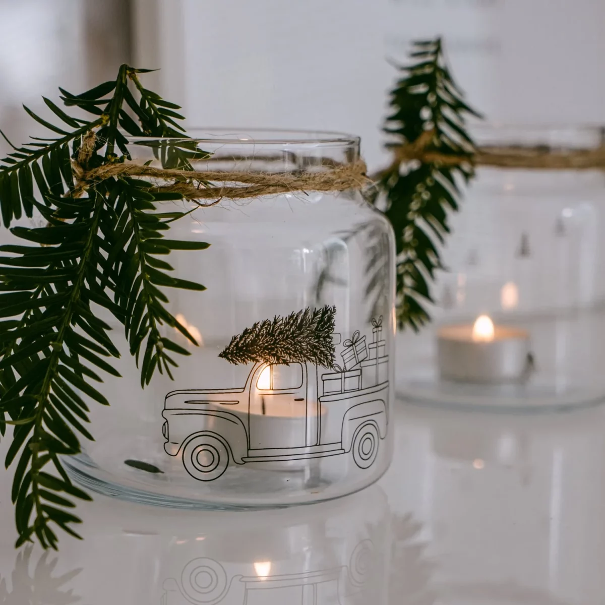 Eulenschnitt Medium Glass Vase with Christmas Car, Detail View 4 | One Horizon