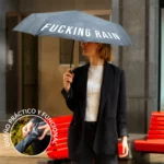 Parapluie Fisura « Fucking Rain » noir, vue détaillée 3 | One Horizon