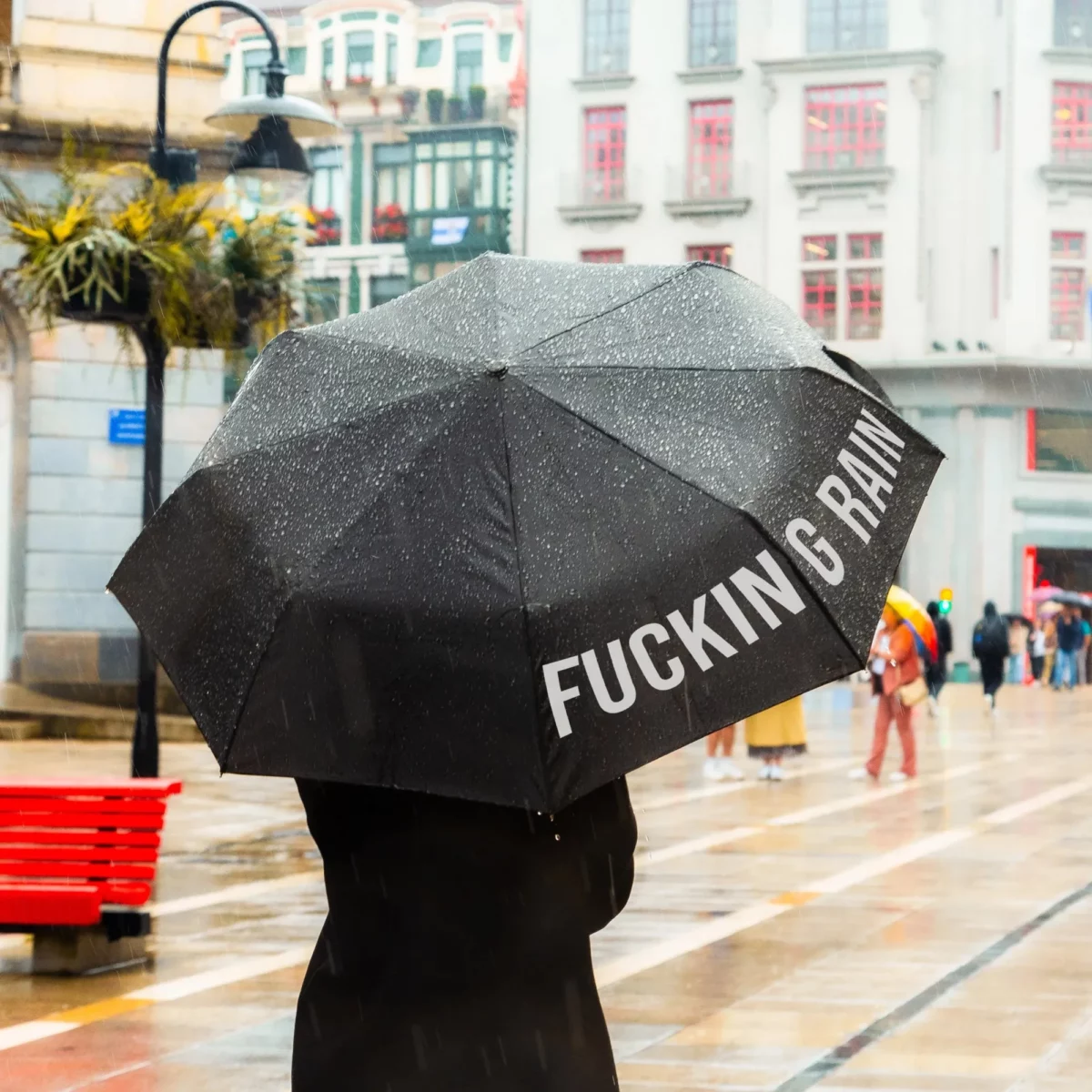 Parapluie Fisura « Fucking Rain » noir, vue détaillée 6 | One Horizon