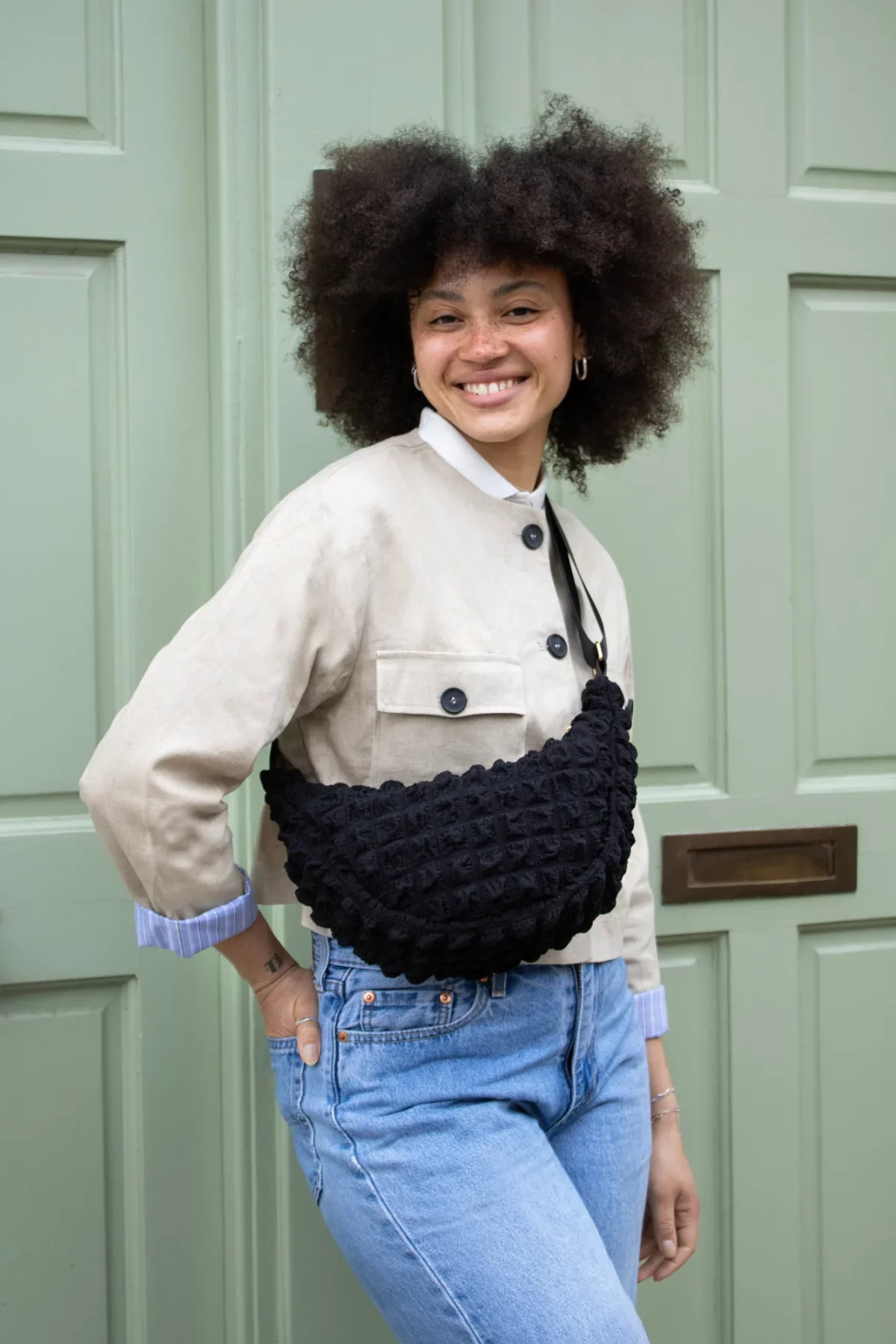 Children's Crossbody Bag, Black, Detail Shot 2 | One Horizon