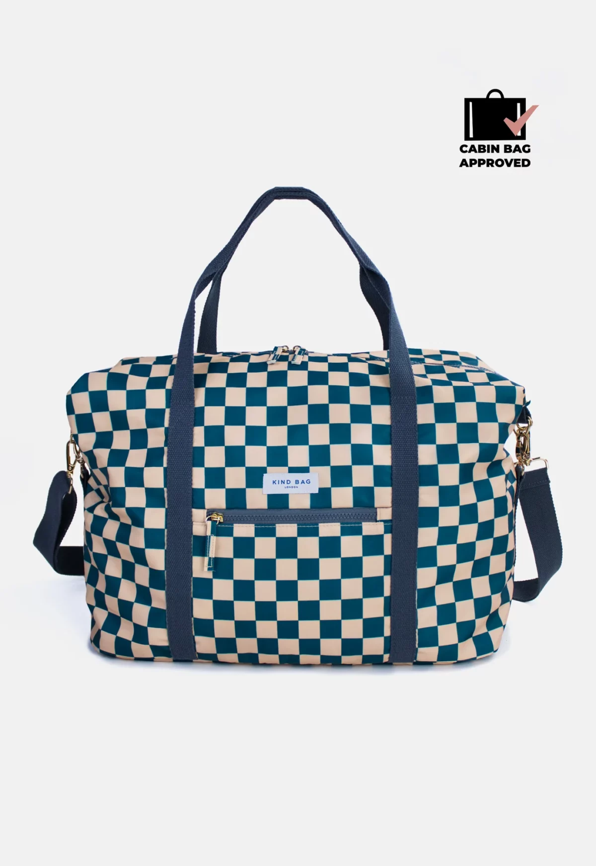 Sac de voyage pour enfant à carreaux, bleu sarcelle et beige | One Horizon