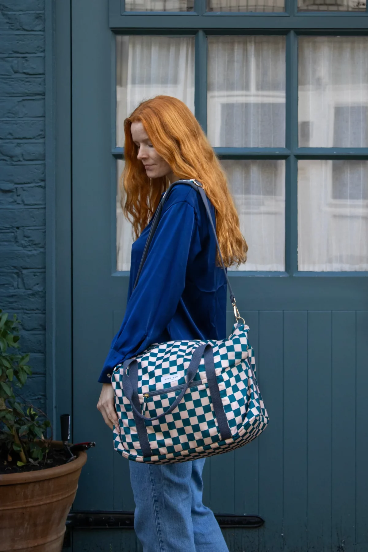 Sac de voyage pour enfant Checkerb. Bleu sarcelle et beige, vue détaillée 6 | One Horizon