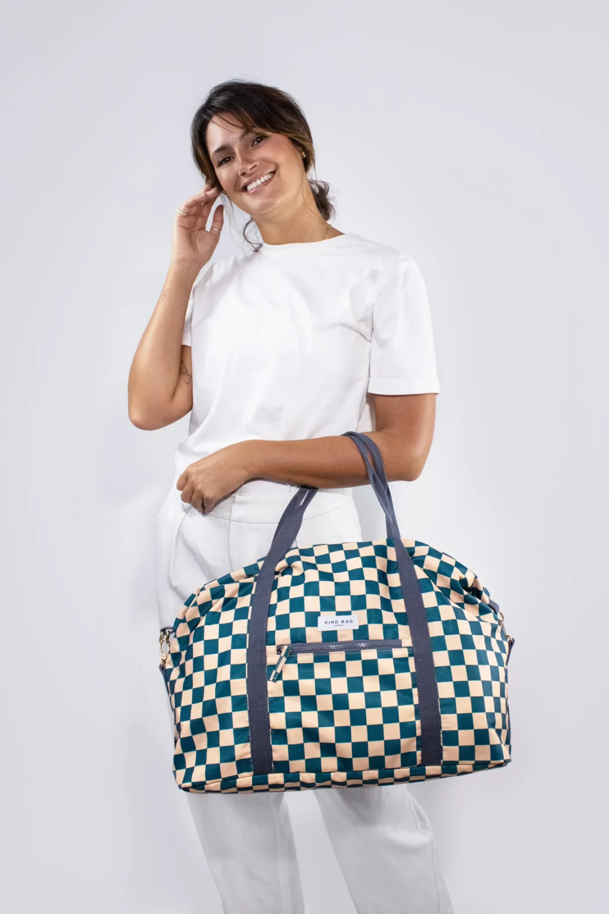 Sac de voyage pour enfant Checkerb. Bleu sarcelle et beige, vue détaillée 8 | One Horizon