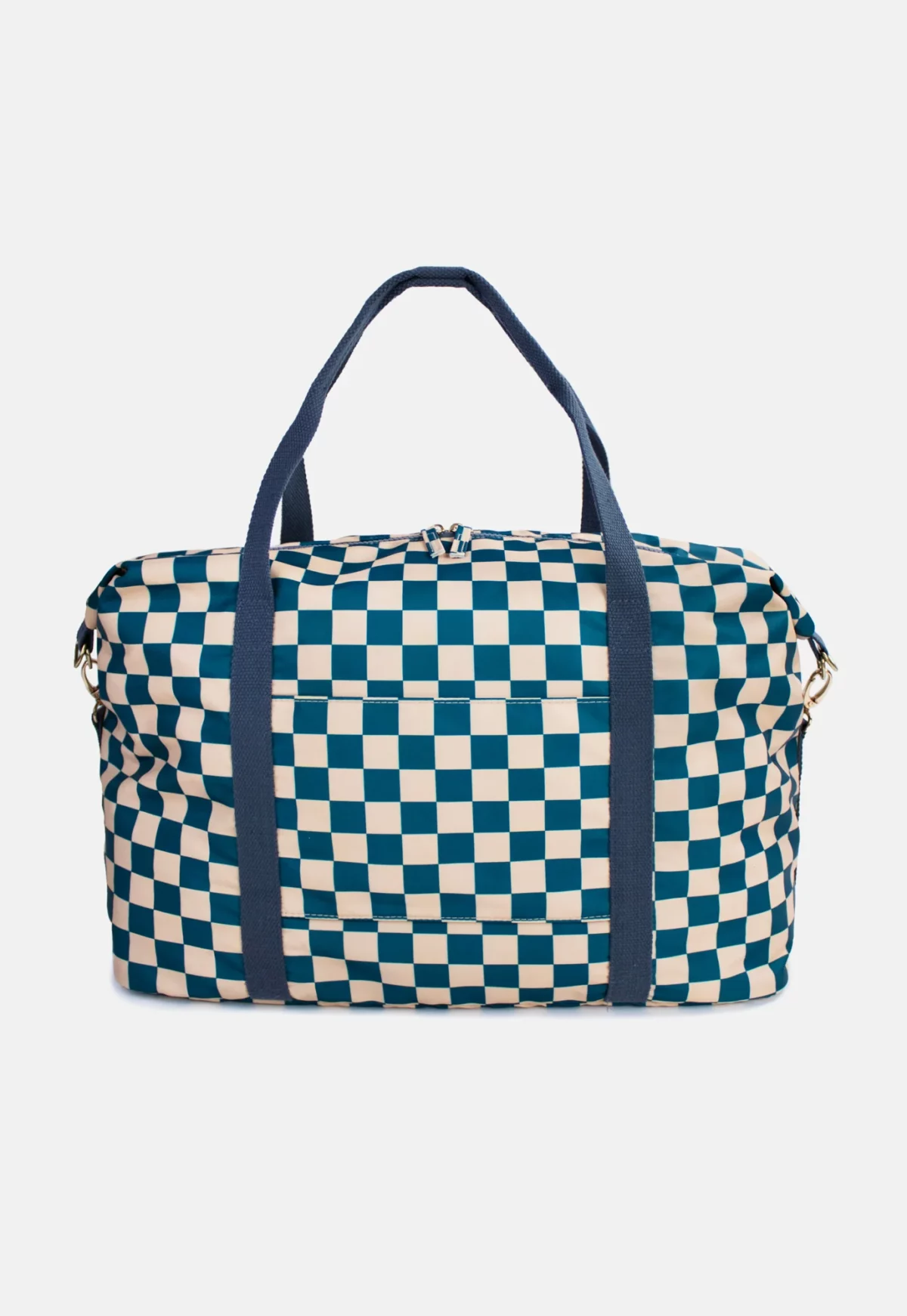 Sac de voyage pour enfant à carreaux, bleu sarcelle et beige, vue détaillée 9 | One Horizon