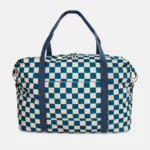 Sac de voyage pour enfant à carreaux, bleu sarcelle et beige, vue détaillée 9 | One Horizon