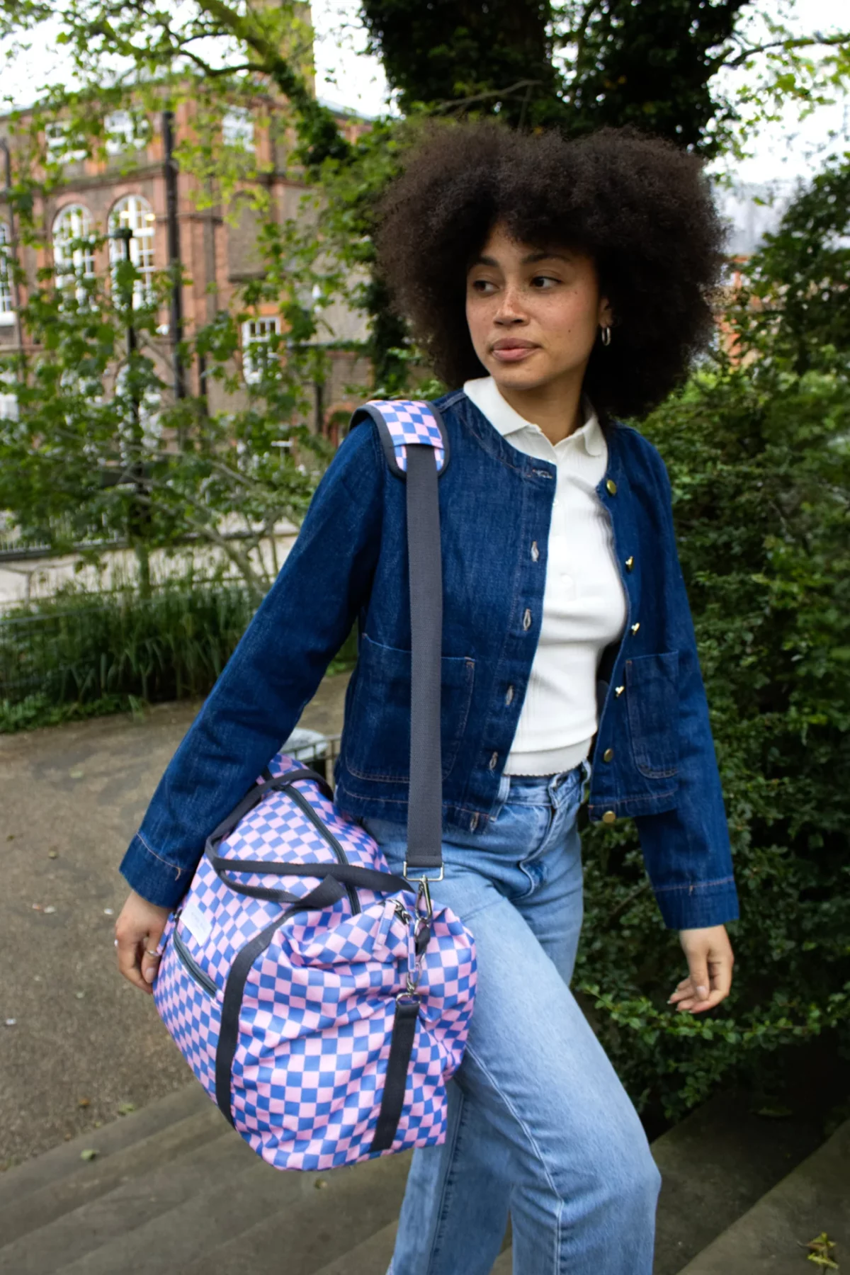 Sac de voyage pour enfant « Checkerboard » - Rose + Bleu, vue détaillée 2 | One Horizon