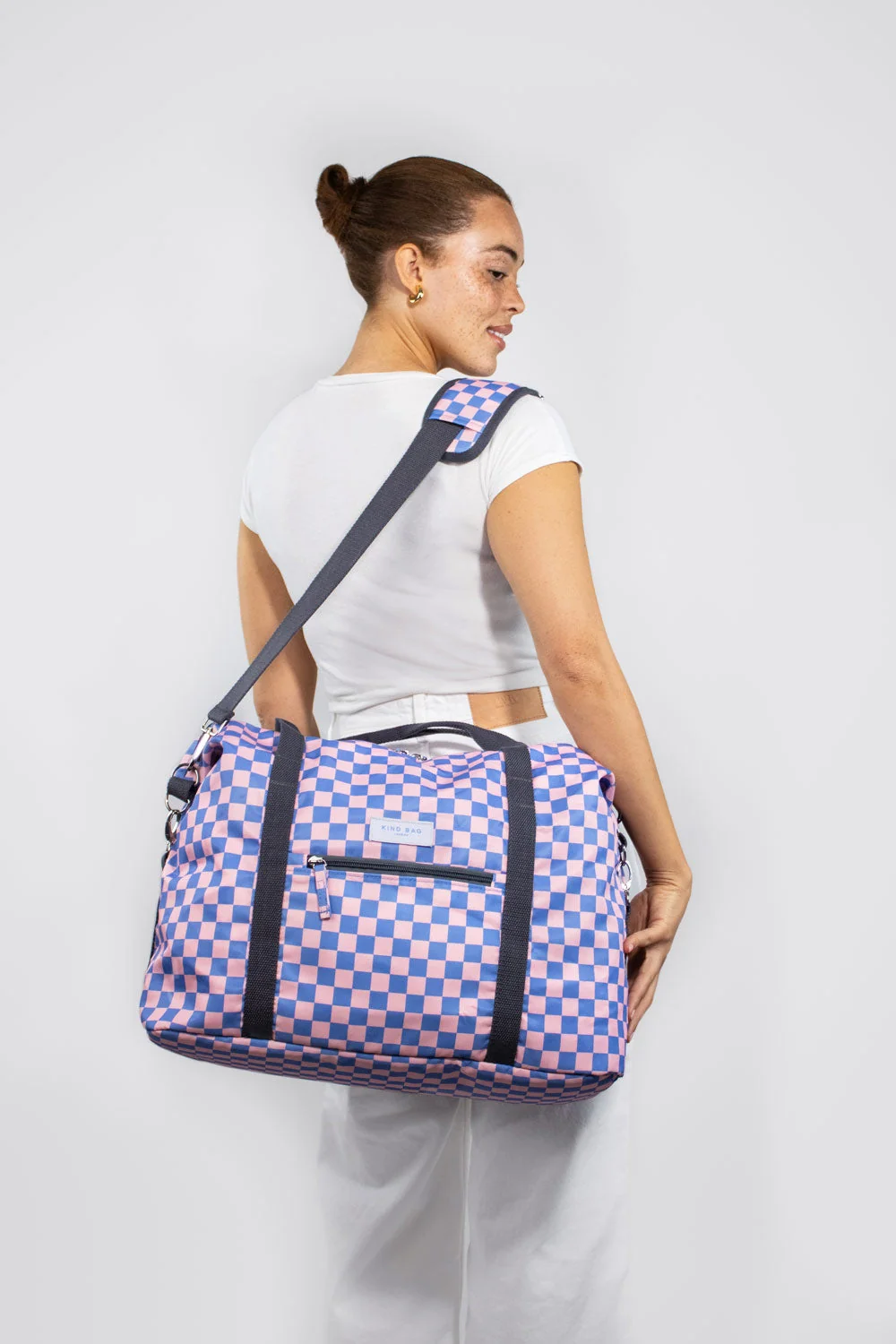 Sac de voyage pour enfant « Checkerboard » - Rose + Bleu, vue détaillée 6 | One Horizon