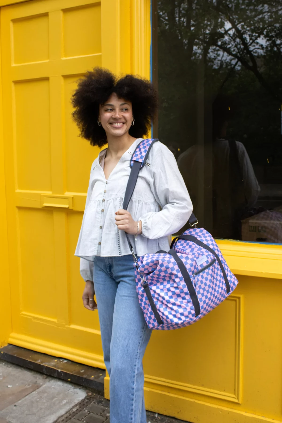 Sac de voyage pour enfant Checkerboard - Rose + Bleu, vue détaillée 7 | One Horizon