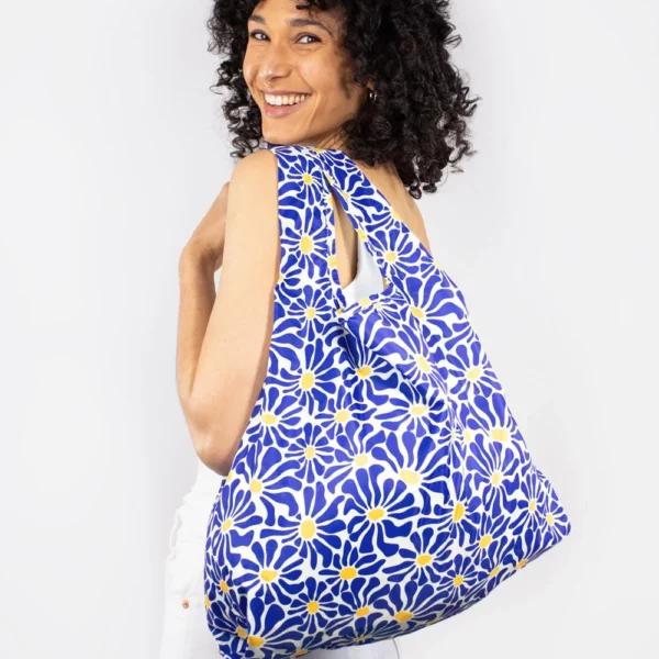 Medium Bag - Abstract Flowers Blue