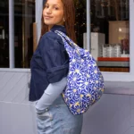 Kind Bag Medium Bag Abstract Flowers Blue, Detail View 2 | One Horizon