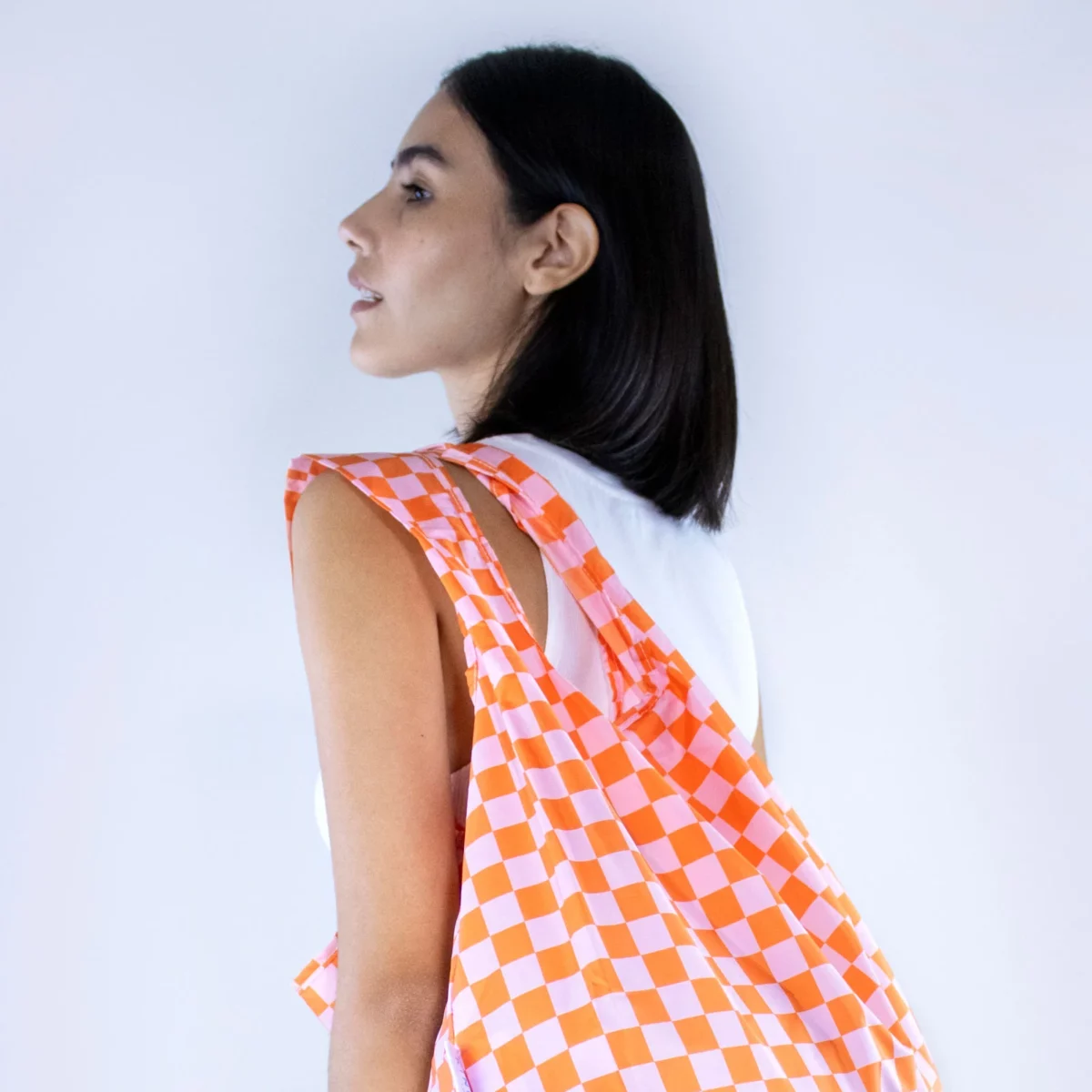Kind Bag Medium Bag Checkerb. Pink & Orange, Detail View 6 | One Horizon