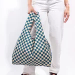 Kind Bag Medium Bag Checkerb. Teal & Beige, Detail View 6 | One Horizon