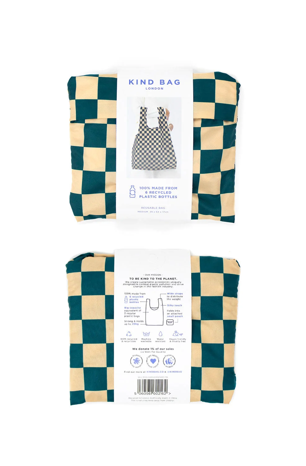 Kind Bag Medium Bag Checkerb. Teal & Beige, Detail View 8 | One Horizon