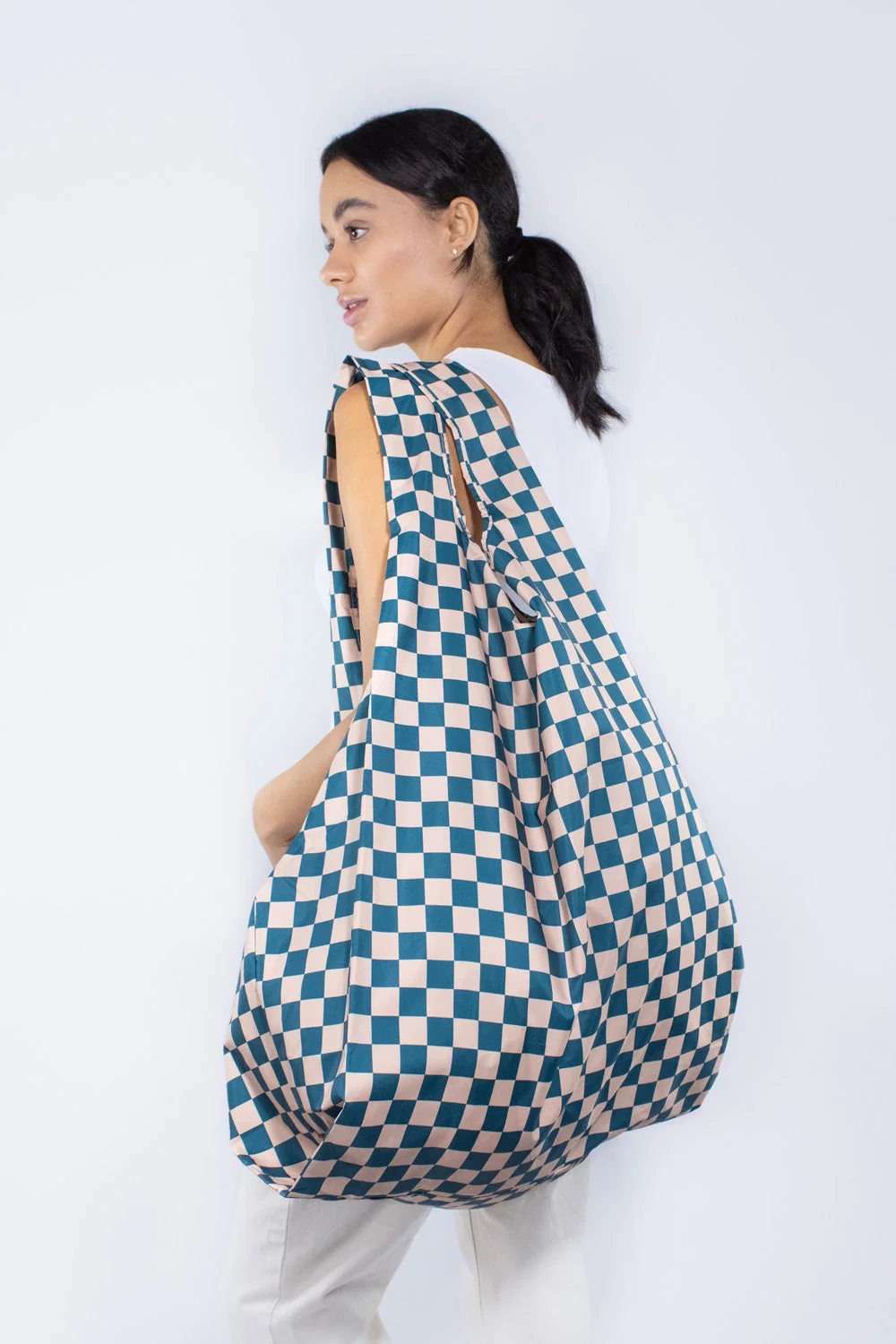 Kind Bag XL Bag Checkerb. Teal & Beige | One Horizon