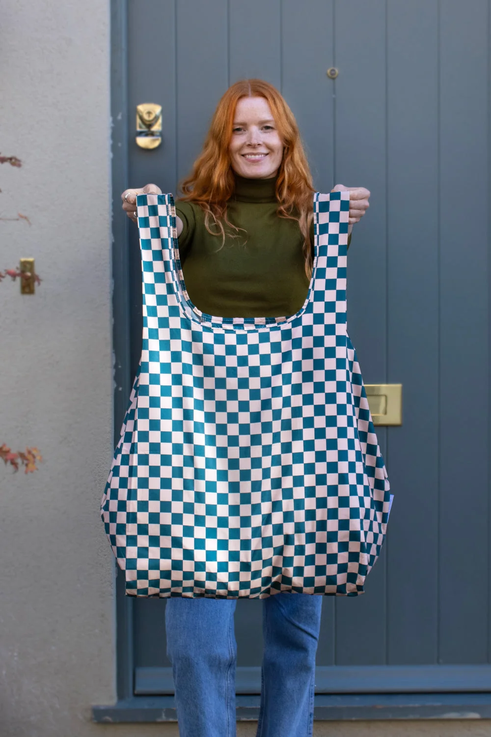 Kind Bag XL Bag Checkerb. Teal & Beige, Detailansicht 2 | One Horizon