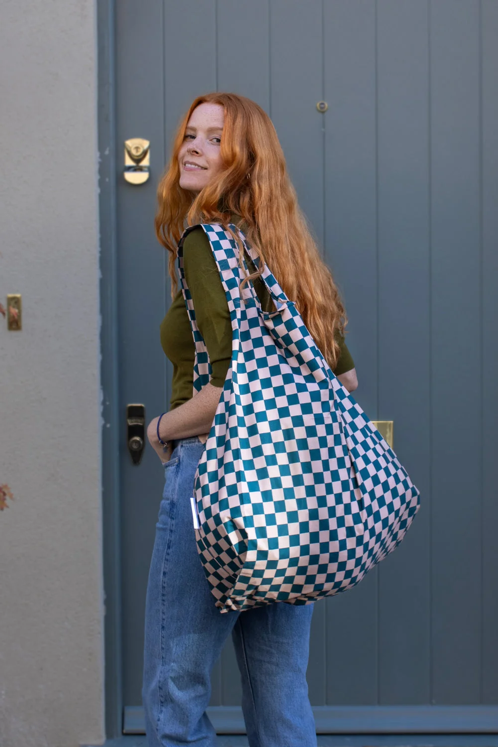 Kind Bag XL Bag Checkerb. Teal & Beige, Detailansicht 6 | One Horizon