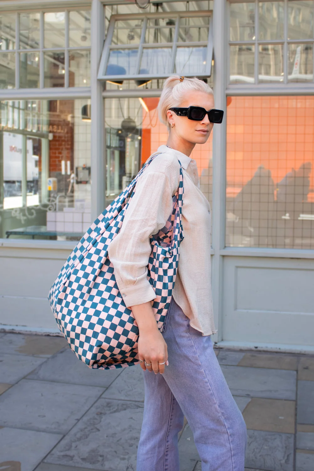 Kind Bag XL Bag Checkerb. Teal & Beige, Detailansicht 7 | One Horizon