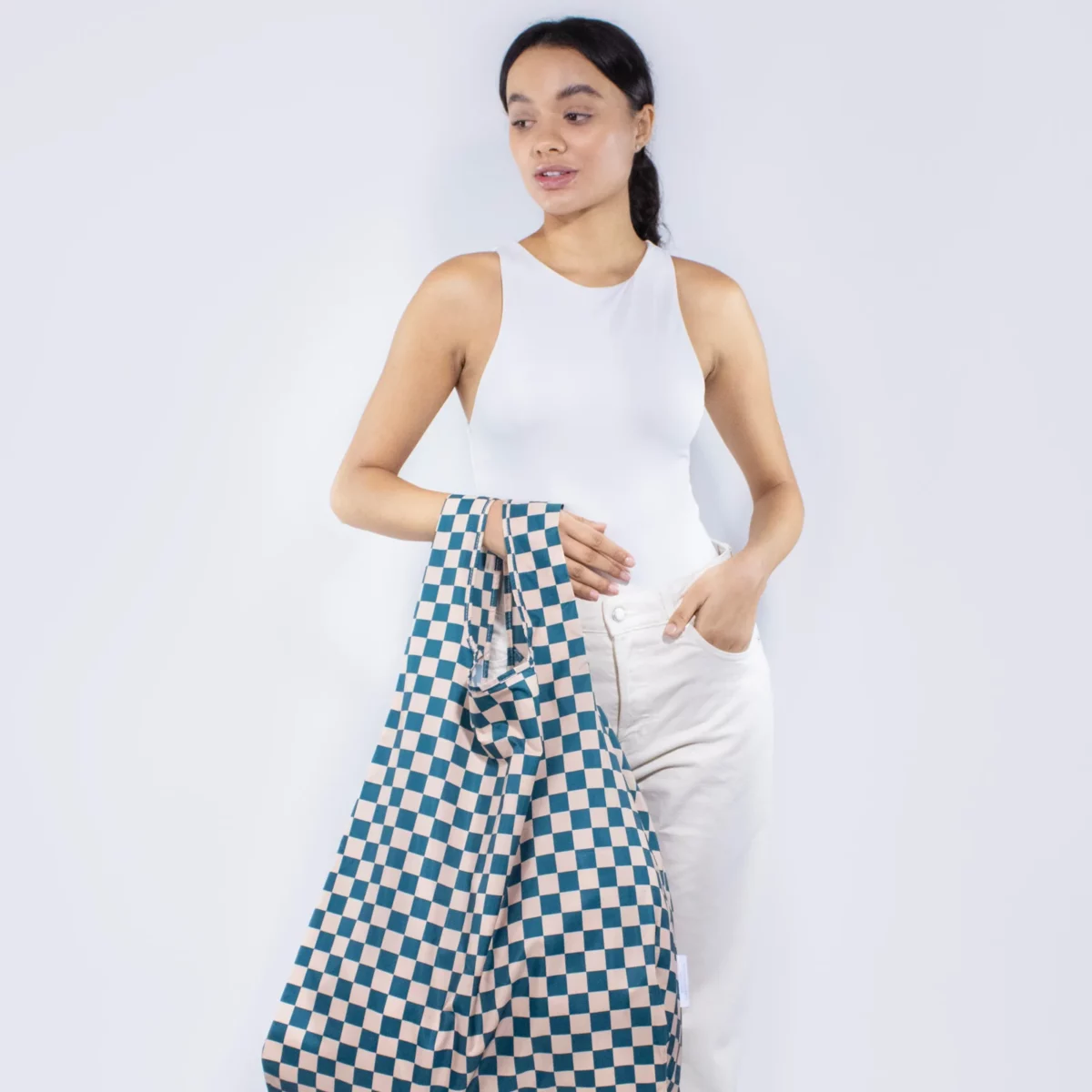Kind Bag XL Bag Checkerb. Teal & Beige, Detailansicht 10 | One Horizon
