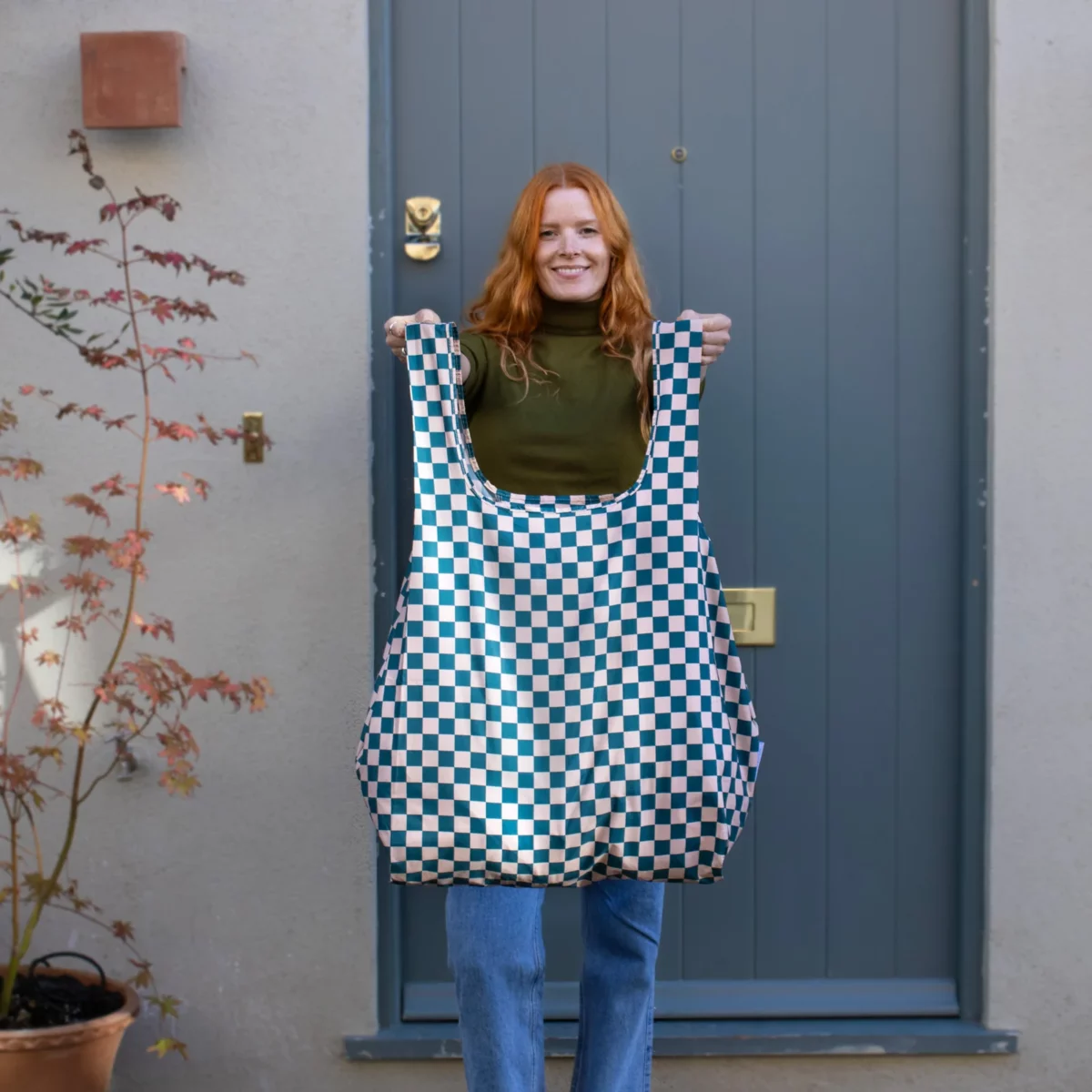Kind Bag XL Bag Checkerb. Teal & Beige, Detailansicht 13 | One Horizon