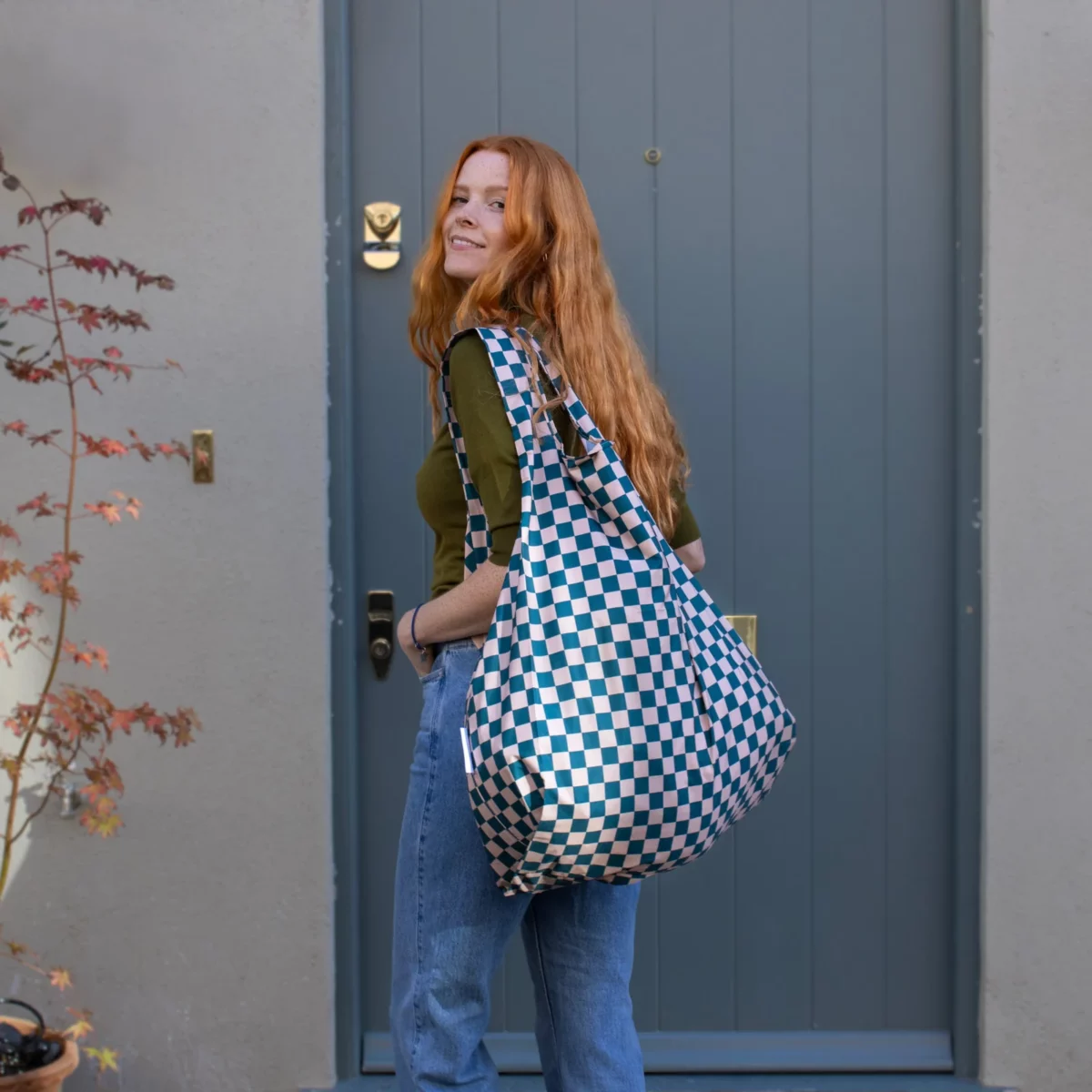 Kind Bag XL Bag Checkerb. Teal & Beige, Detailansicht 14 | One Horizon