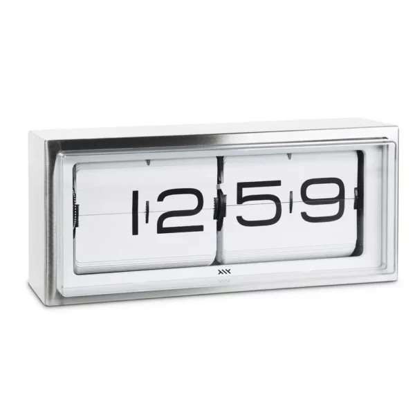BRICK - horloge murale et de table - Noir sur blanc, Acier inoxydable