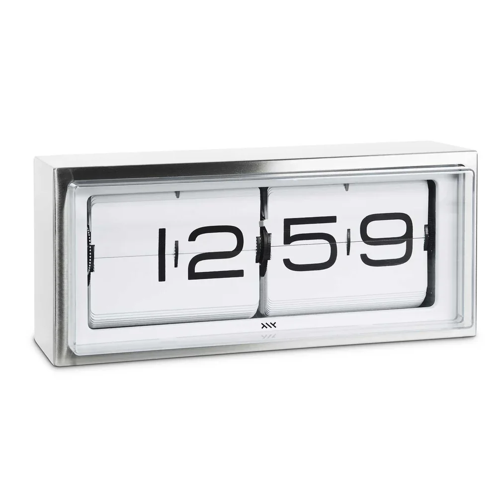 BRICK - horloge murale et de table Noir sur blanc Acier inoxydable