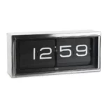 BRICK - horloge murale et de table Blanc sur noir Acier inoxydable