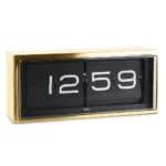 BRICK - horloge murale et de table Blanc sur noir Laiton