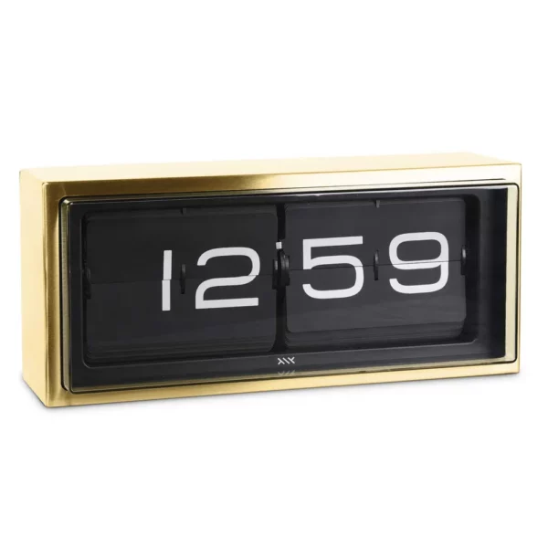 BRICK - horloge murale et de table - Blanc sur noir, Laiton