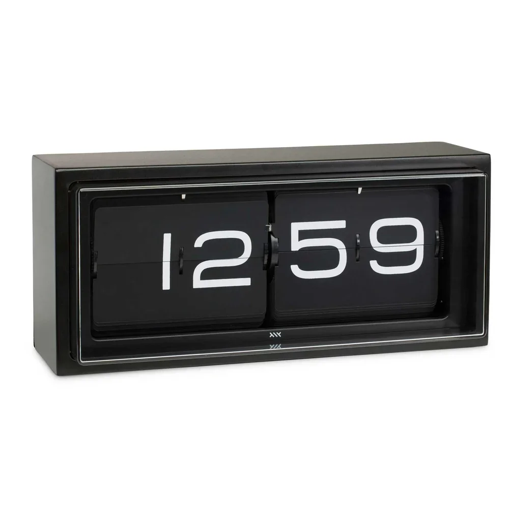 BRICK - horloge murale et de table Blanc sur noir Noir