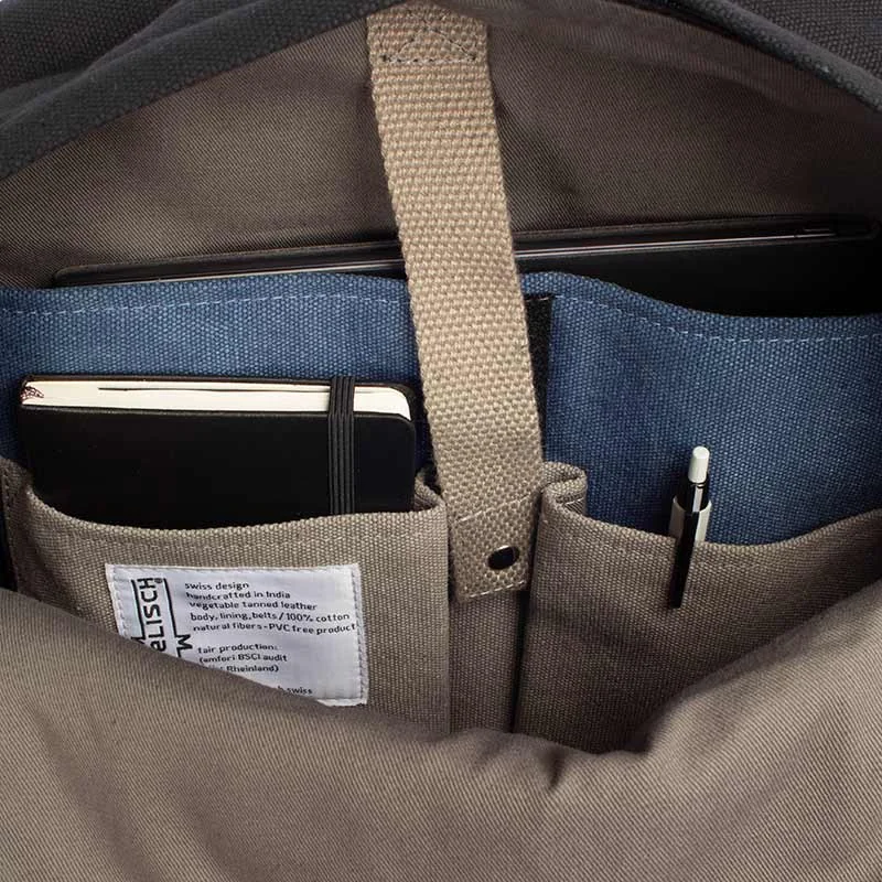 Margelisch Canvas Backpack Minu 1 Black-White, Detail View 8 | One Horizon