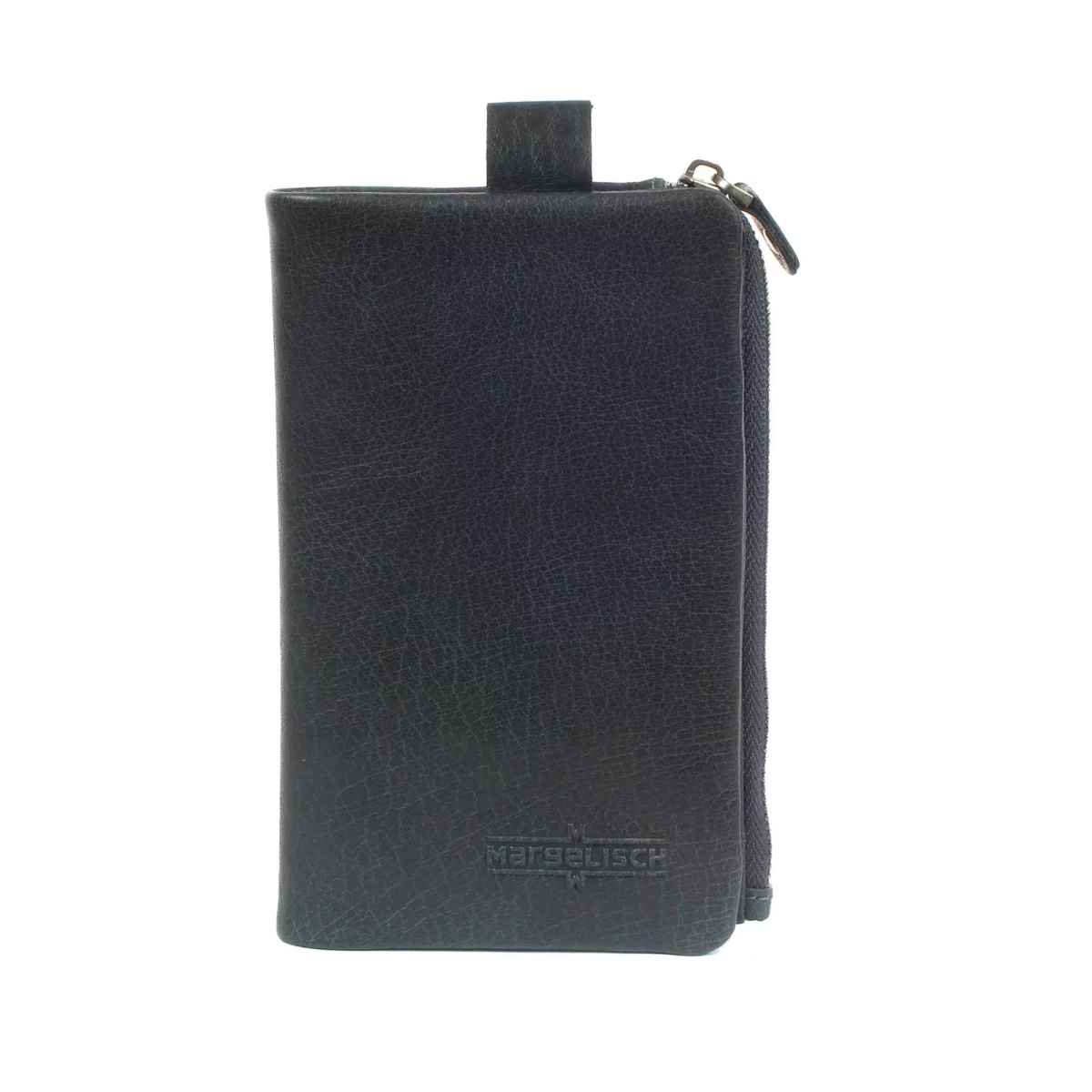 Porte-monnaie en cuir RFID Hambourg 2 Bleu acier