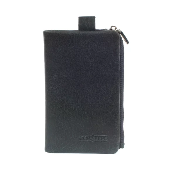 Porte-monnaie en cuir RFID Hambourg 2 - Bleu acier