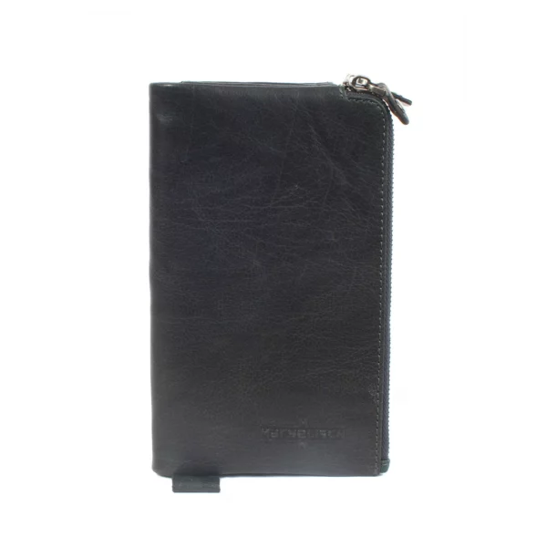 Porte-monnaie en cuir RFID London 2 - Bleu acier