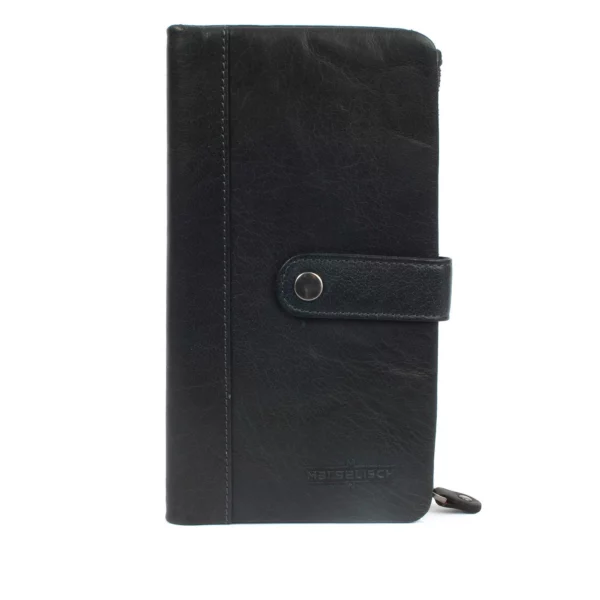 Porte-monnaie en cuir RFID New York 2 - Bleu acier