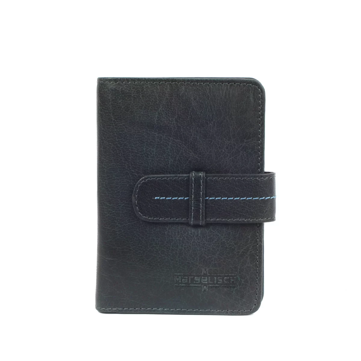 Porte-monnaie en cuir RFID Zurich 1 Bleu acier