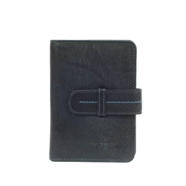 Porte-monnaie en cuir RFID Zurich 1 - Bleu acier