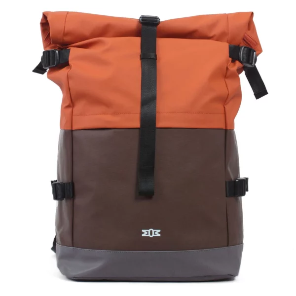 Rolltop-Rucksack Terem-001 - Braun-Orange