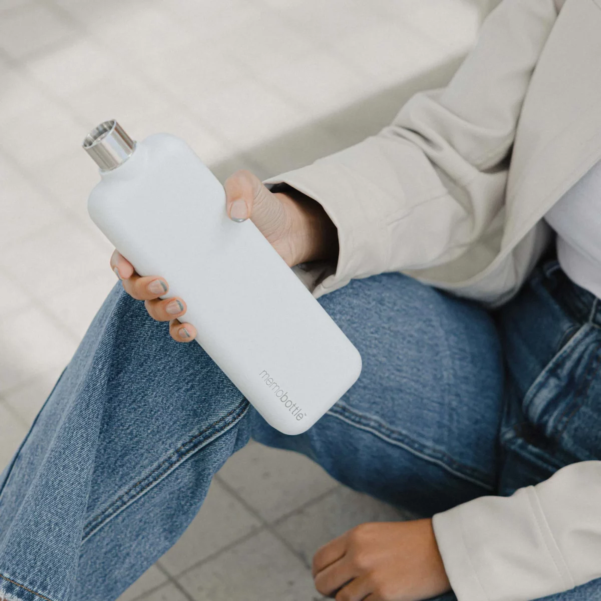 Memobottle Memobottle Slim Edelstahl Weiss, Detailansicht 4 | One Horizon