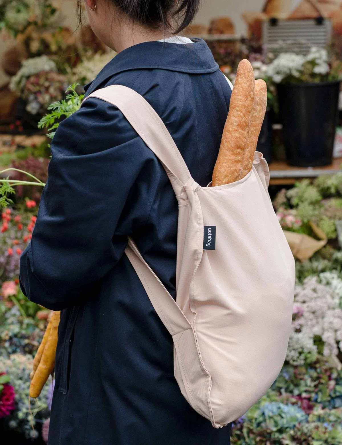 Notabag 2-in-1 Rucksack und Einkaufstasche – Uni Sand, Detailansicht 2 | One Horizon