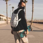 Notabag 2-in-1 Rucksack und Einkaufstasche – Muster & Dots Black Brush, Detailansicht 2 | One Horizon