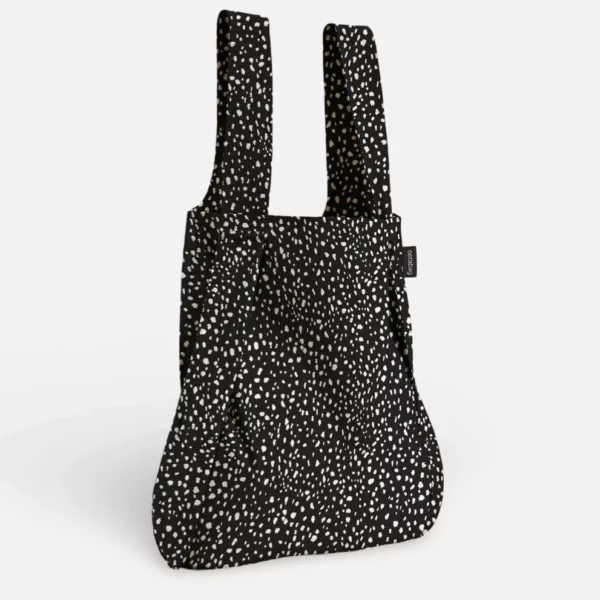 2-in-1 Backpack and Shopping Bag – Patterns & Dots - Black Sprinkle