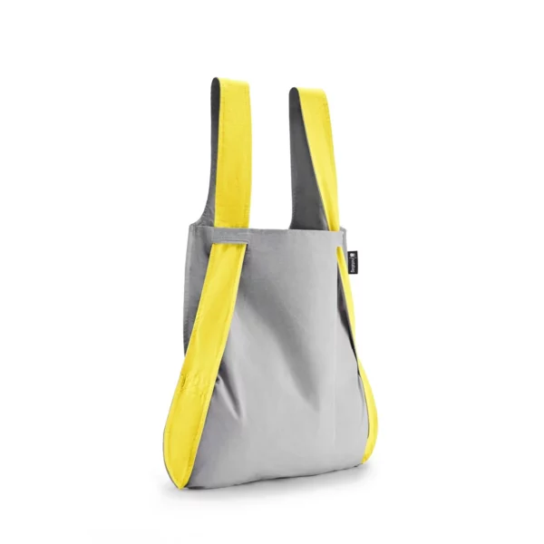2-in-1 Backpack and Shopping Bag – Patterns & Dots - Yellow & Gray