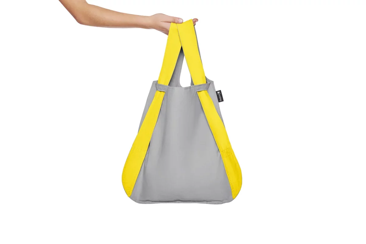 Notabag 2-in-1 Rucksack und Einkaufstasche – Muster & Dots Gelb & Grau, Detailansicht 2 | One Horizon