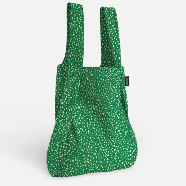 2-in-1 Backpack and Shopping Bag – Patterns & Dots - Green Sprinkle