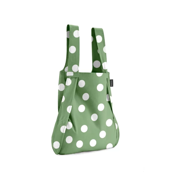 2-in-1 Backpack and Shopping Bag – Patterns & Dots - Olive Dots