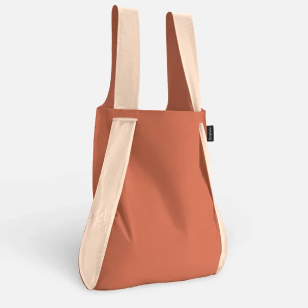 2-in-1 Backpack and Shopping Bag – Patterns & Dots - Sand Terracotta